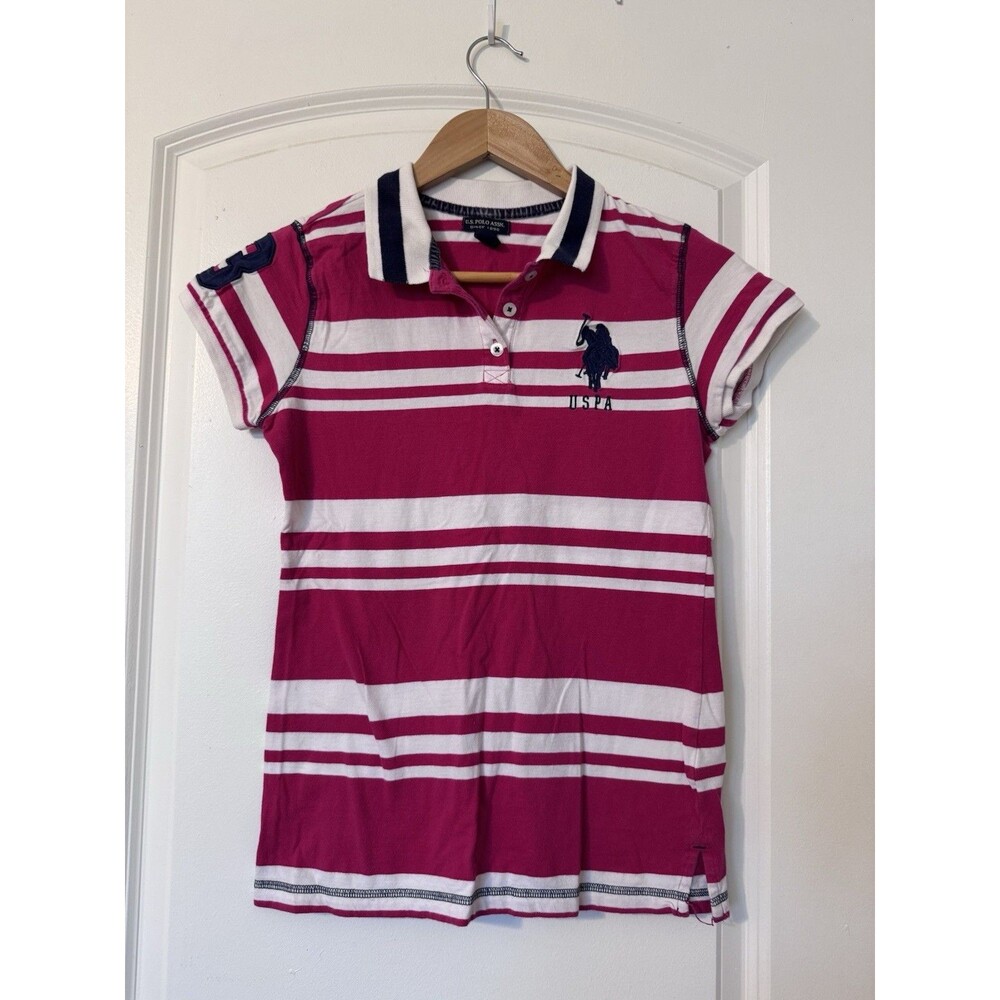 Vintage 2000s Women's Ralph Lauren Polo Big Pony Number 3 Striped Pink Med